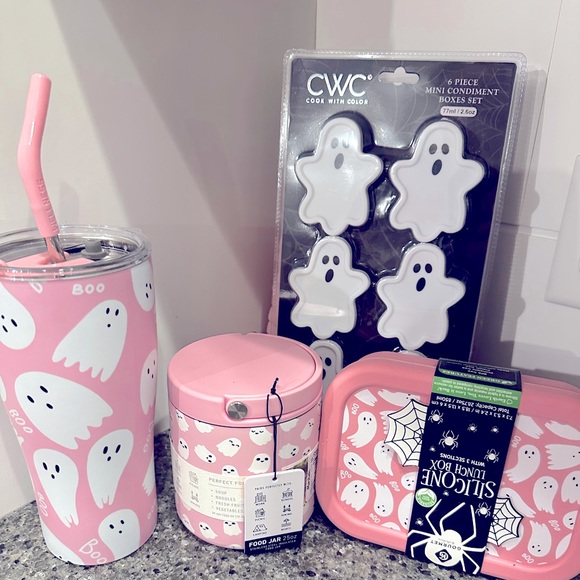 Other - Pink ghost tumbler cup & hydra peak food container set tiktok viral Halloween